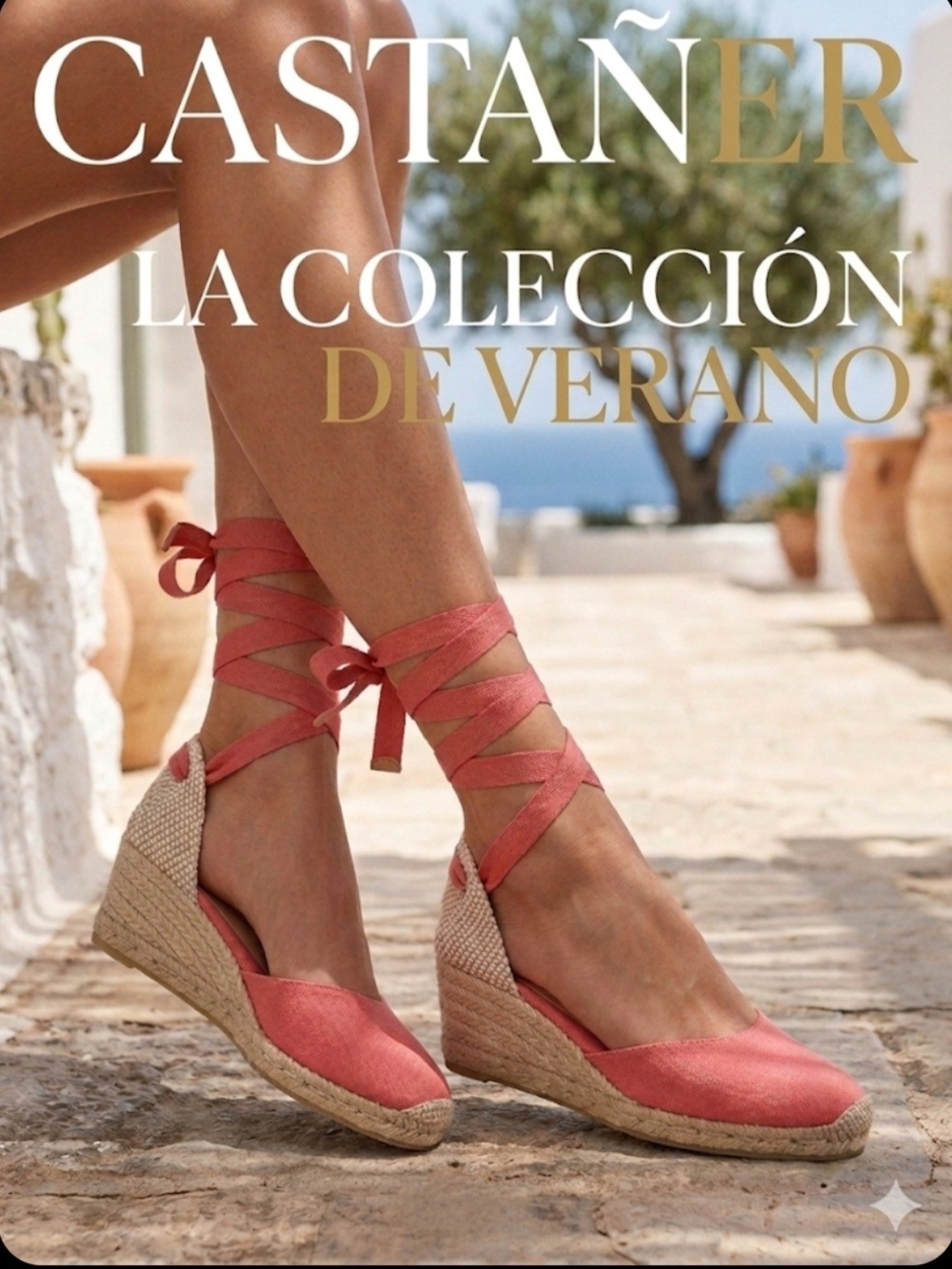 Castaner Coral Espadrille Wedge Tie-Ankle Sandals